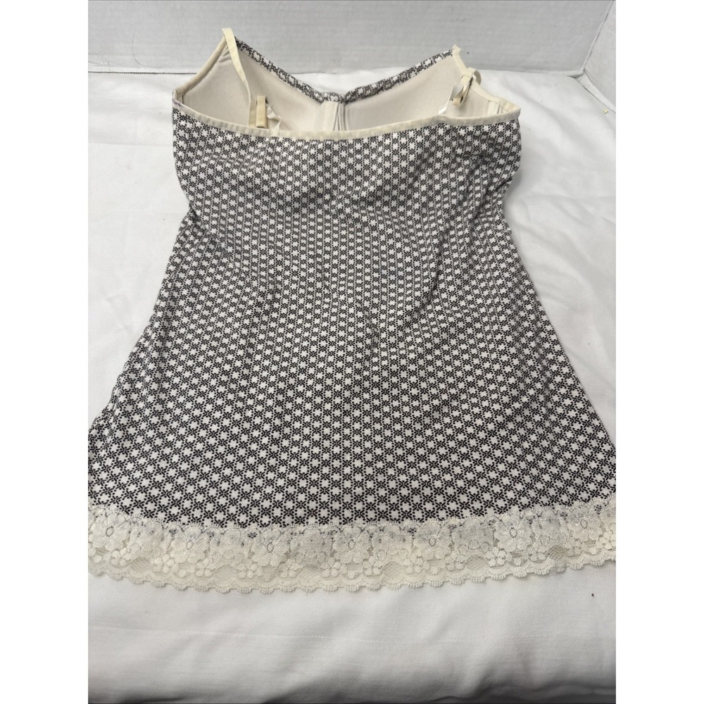 LEI Vintage Y2K Dot Black White Lace Cami Tank Bra Top Sweetheart Cotton Baby - Picture 7 of 10